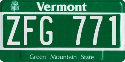 VT license plate ZFG771