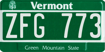 VT license plate ZFG773