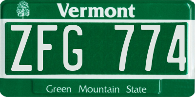 VT license plate ZFG774