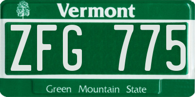 VT license plate ZFG775