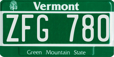 VT license plate ZFG780