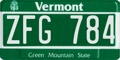 VT license plate ZFG784
