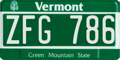 VT license plate ZFG786