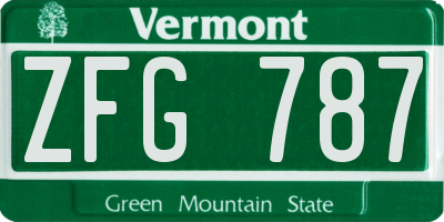 VT license plate ZFG787