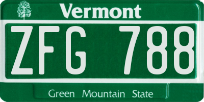 VT license plate ZFG788