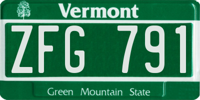 VT license plate ZFG791