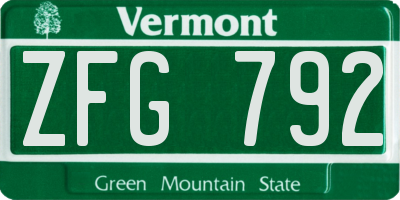VT license plate ZFG792