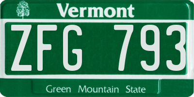 VT license plate ZFG793