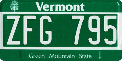 VT license plate ZFG795