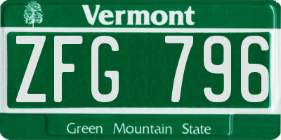 VT license plate ZFG796