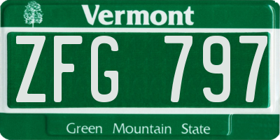 VT license plate ZFG797