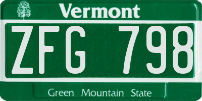 VT license plate ZFG798