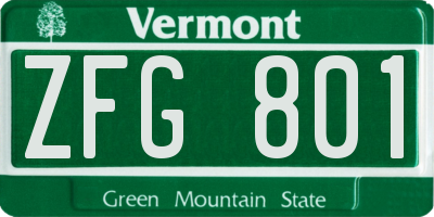 VT license plate ZFG801