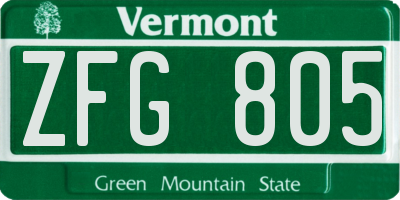 VT license plate ZFG805