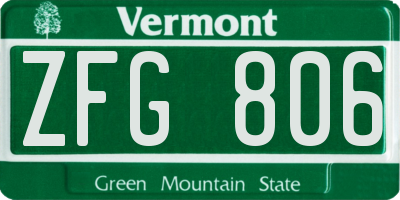VT license plate ZFG806