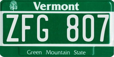 VT license plate ZFG807