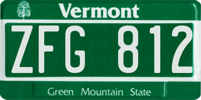 VT license plate ZFG812
