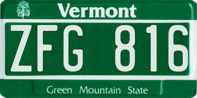 VT license plate ZFG816