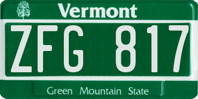 VT license plate ZFG817
