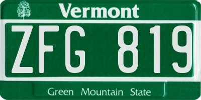 VT license plate ZFG819