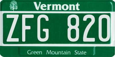VT license plate ZFG820