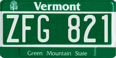 VT license plate ZFG821