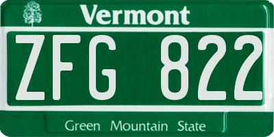 VT license plate ZFG822