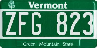 VT license plate ZFG823
