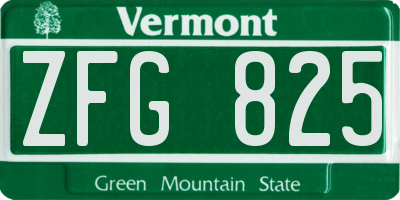 VT license plate ZFG825
