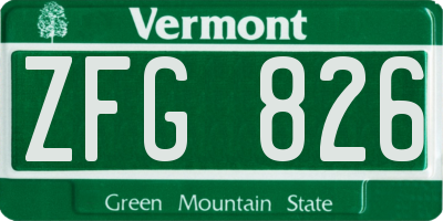 VT license plate ZFG826