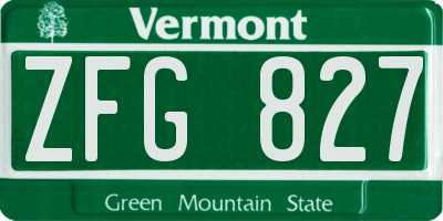 VT license plate ZFG827