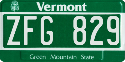 VT license plate ZFG829