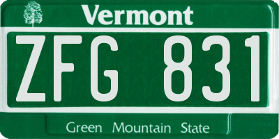 VT license plate ZFG831