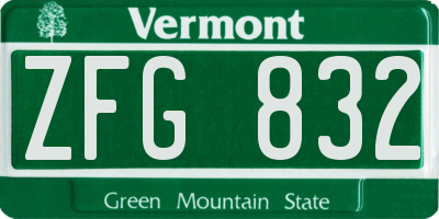 VT license plate ZFG832