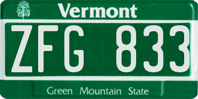 VT license plate ZFG833