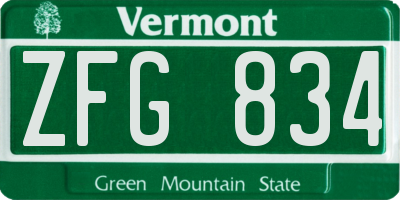 VT license plate ZFG834