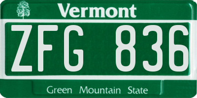 VT license plate ZFG836