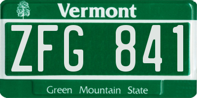 VT license plate ZFG841