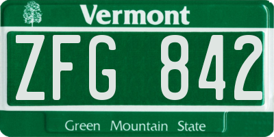 VT license plate ZFG842