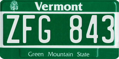 VT license plate ZFG843