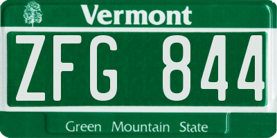 VT license plate ZFG844