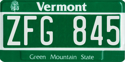 VT license plate ZFG845