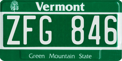 VT license plate ZFG846