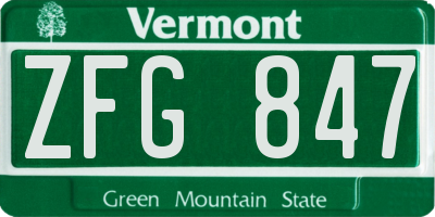 VT license plate ZFG847