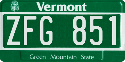 VT license plate ZFG851