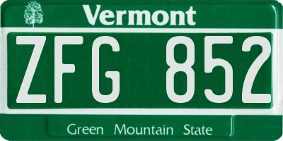 VT license plate ZFG852