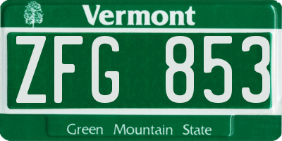 VT license plate ZFG853