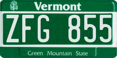 VT license plate ZFG855