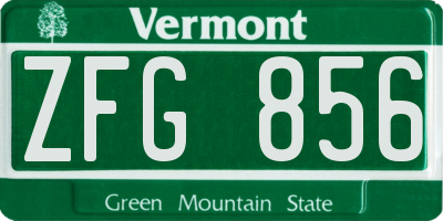 VT license plate ZFG856