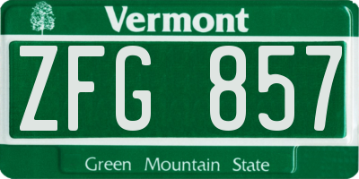 VT license plate ZFG857